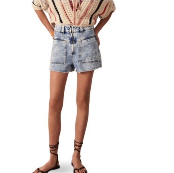 EUC Ba&Sh David Denim Shorts Acid Wash Size XS - Picture 4 of 11